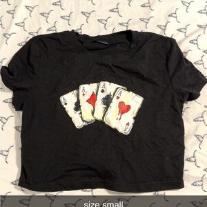 Black Graphic Crop Top